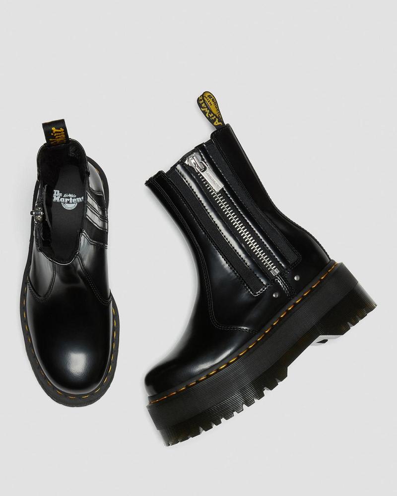 Dr Martens 2976 Max Leren Platform Enkellaars Dames Zwart | NL 75HAP